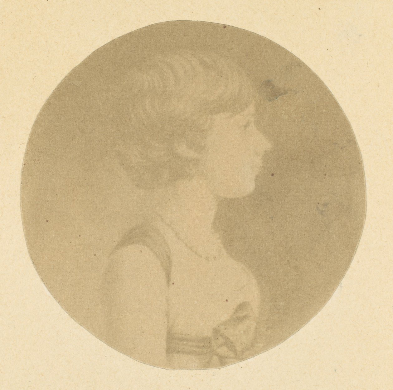 Mezzotint portræt af en pige i profil, fra St. Memin Collection of Portraits, 1862. af Jeremiah Gurney