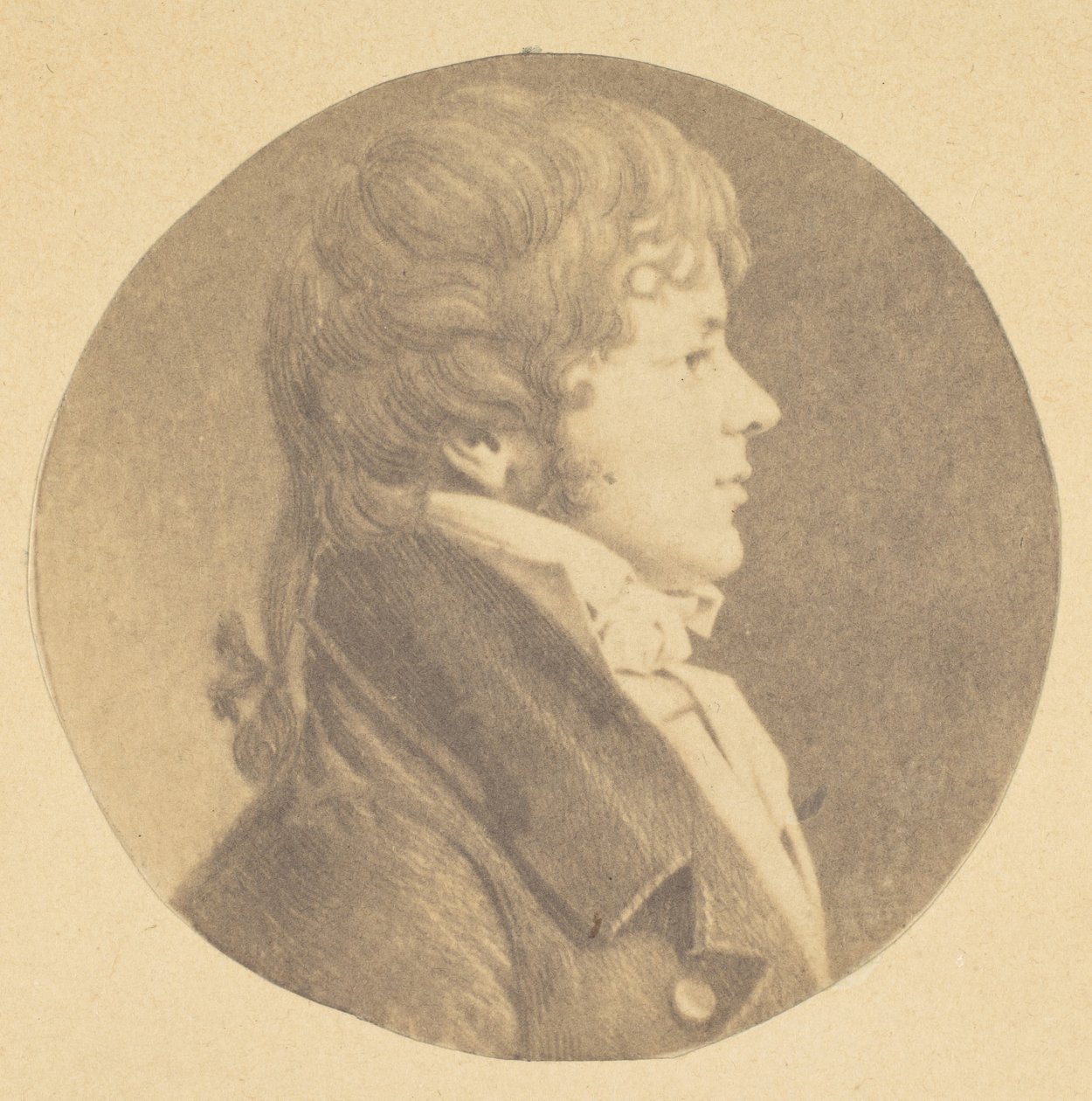 Mezzotint portræt af en ung mand i profil, fra St. Memin Collection of Portraits, 1862. af Jeremiah Gurney