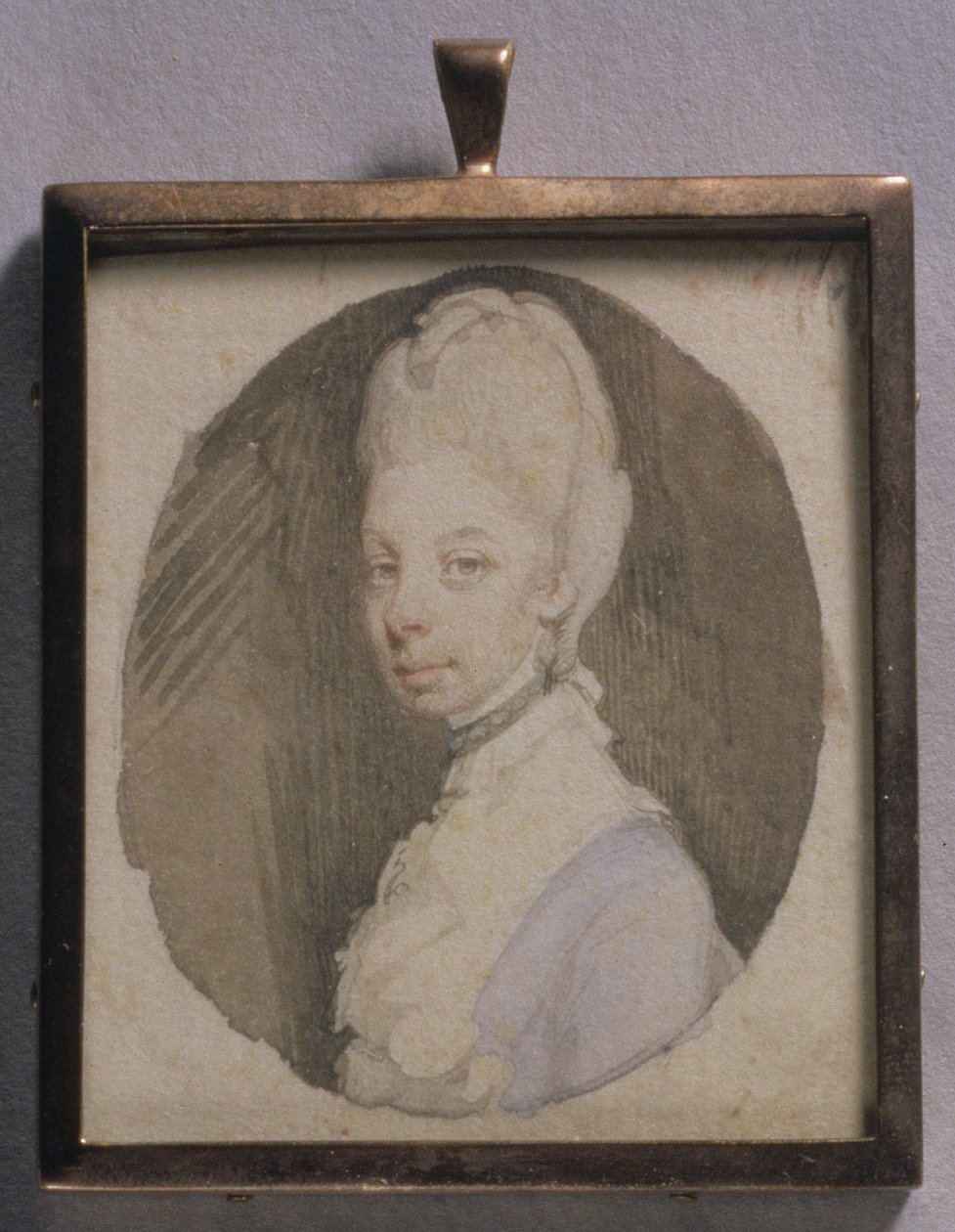 Portrætminiature af dronning Charlotte, ca. 1772 (wc på elfenben) af Jeremiah Meyer