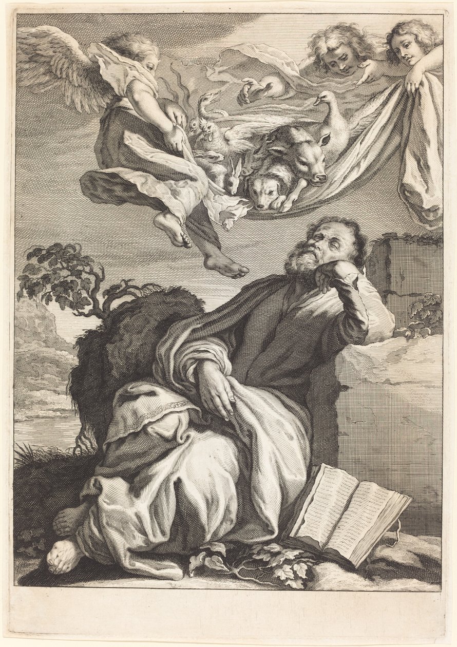 Drømmen om Sankt Peter af Jeremias Falck after Johann Liss