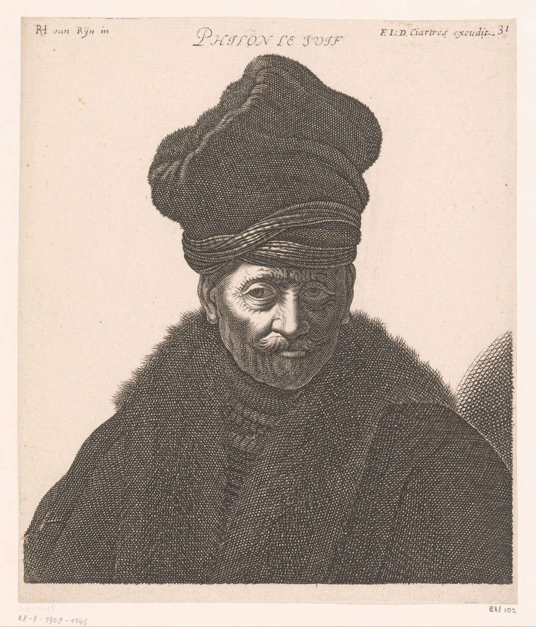 Portræt af Philo af Alexandria Philon le Juif (titel på objekt) Buster af filosoffer og konger (serietitel) af Jerôme David (attributed to)