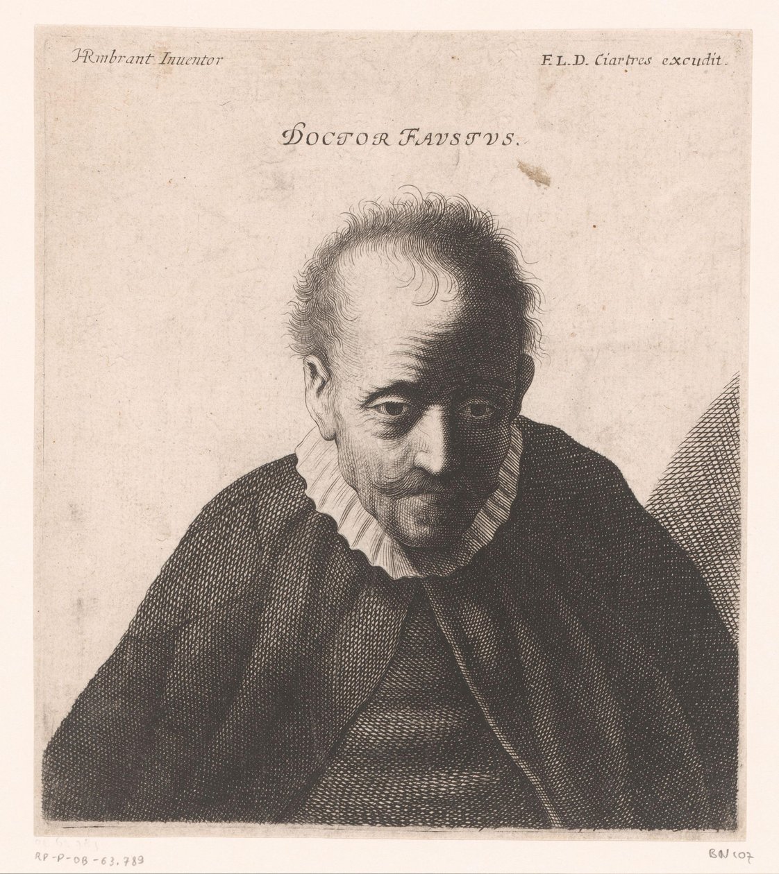 Portræt af læge Faustus Doktor Faustus. (titel på objekt) Buster af filosoffer og konger (serietitel) af Jerôme David (attributed to)