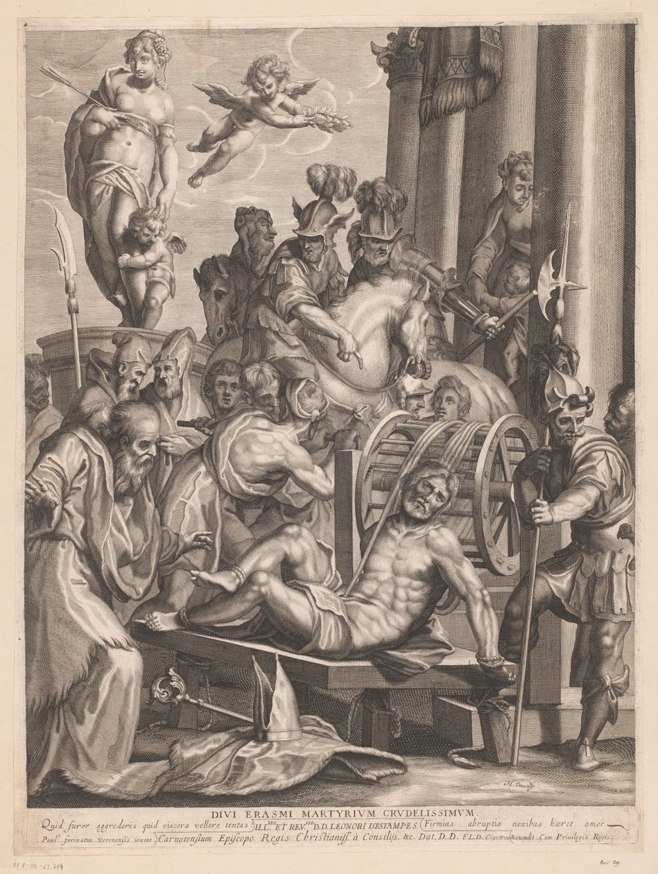 Martelaarschap van H. Erasmus Det mest grusomme martyrium af guderne Erasmus. (titel på objekt) af Jerôme David