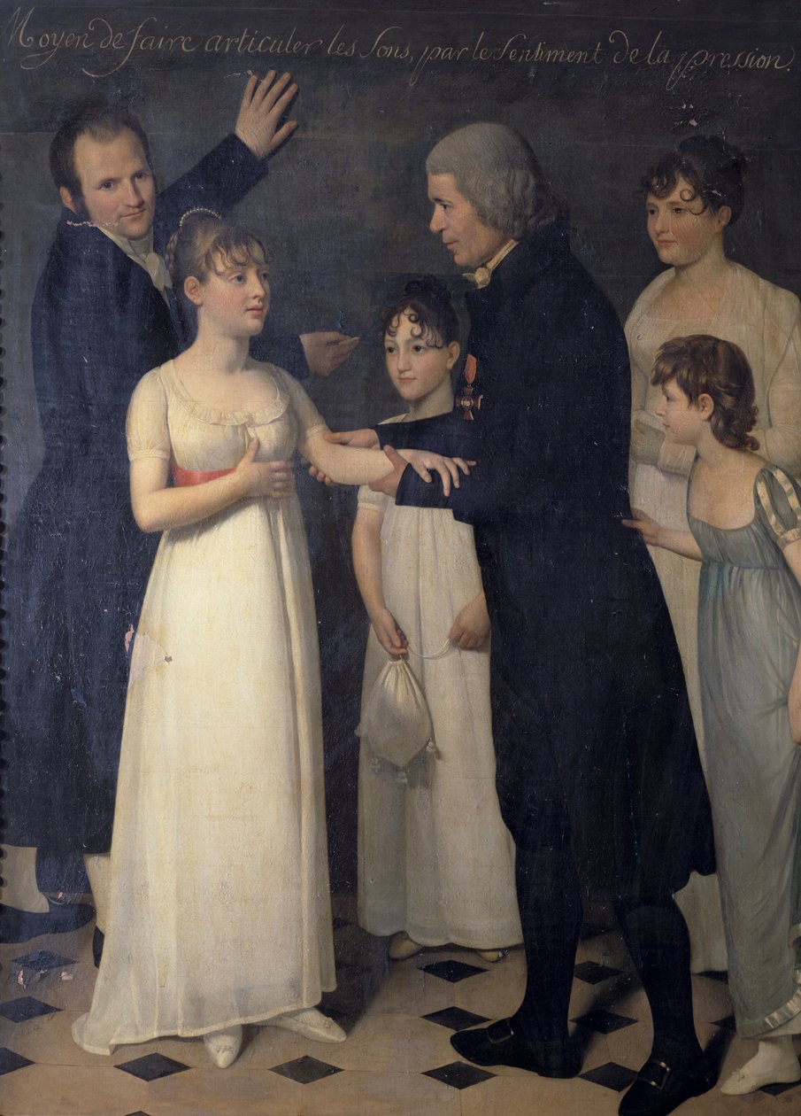 Abbe Roch-Ambroise Cucurron Sicard (1742-1822) Undervisning af børn i tegnsprog, 1806 af Jérôme Martin Langlois