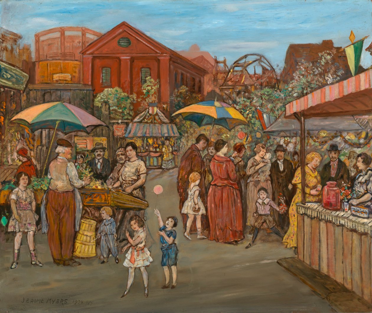 Italienere i Jefferson Park, 1934. af Jerome Myers