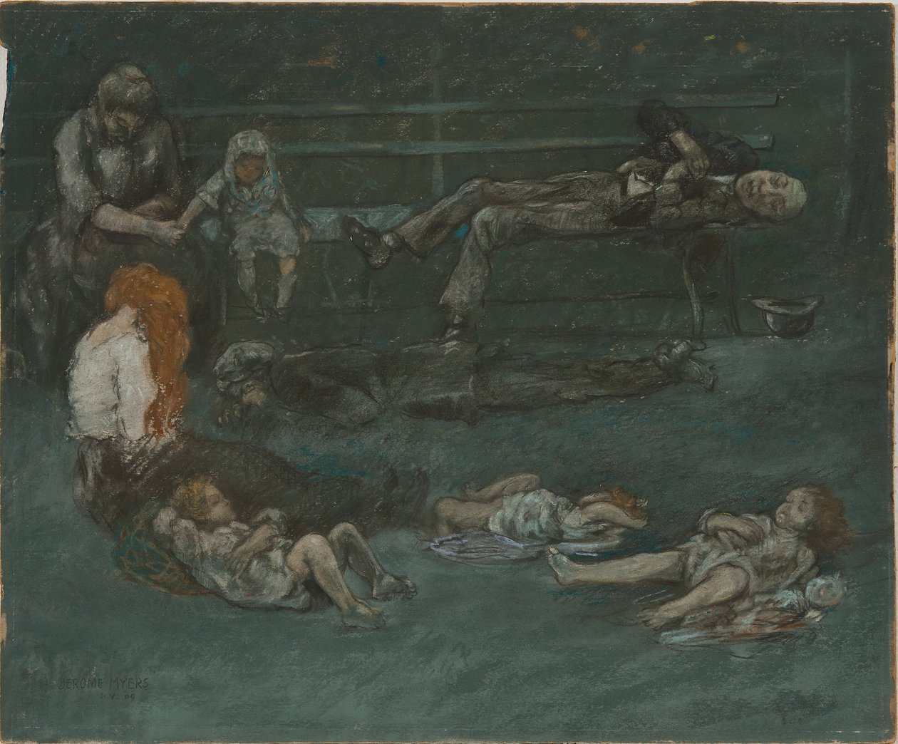 Parkbænk om natten, 1909. af Jerome Myers