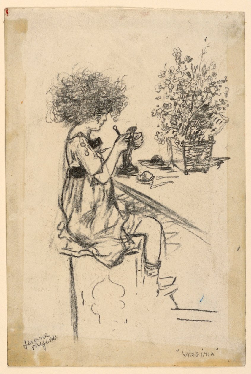 Virginia Modeling, Study for Etching af Jerome Myers