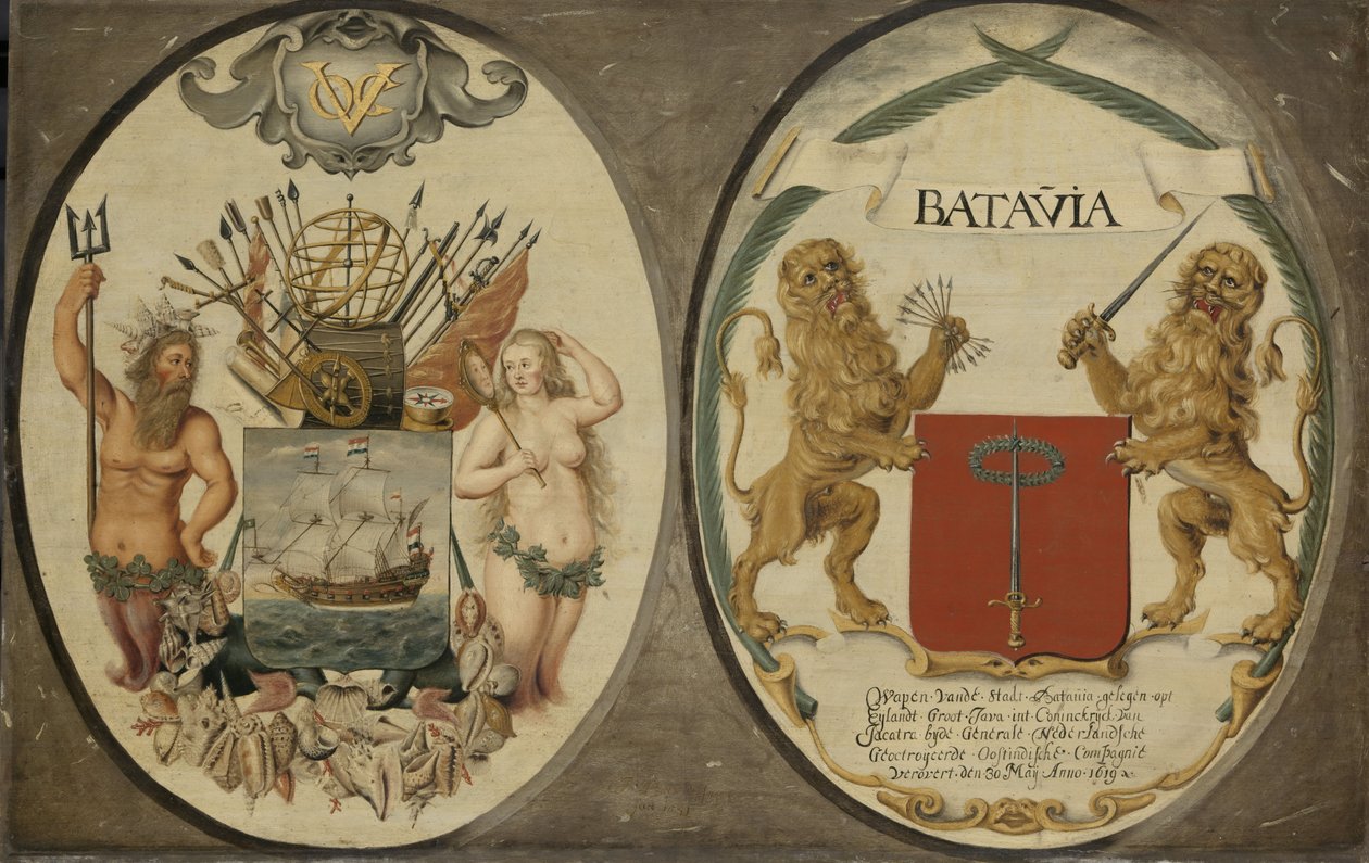 Det hollandske Ostindiske Kompagnis og byen Batavias våben, 1651 af Jeronimus Becx