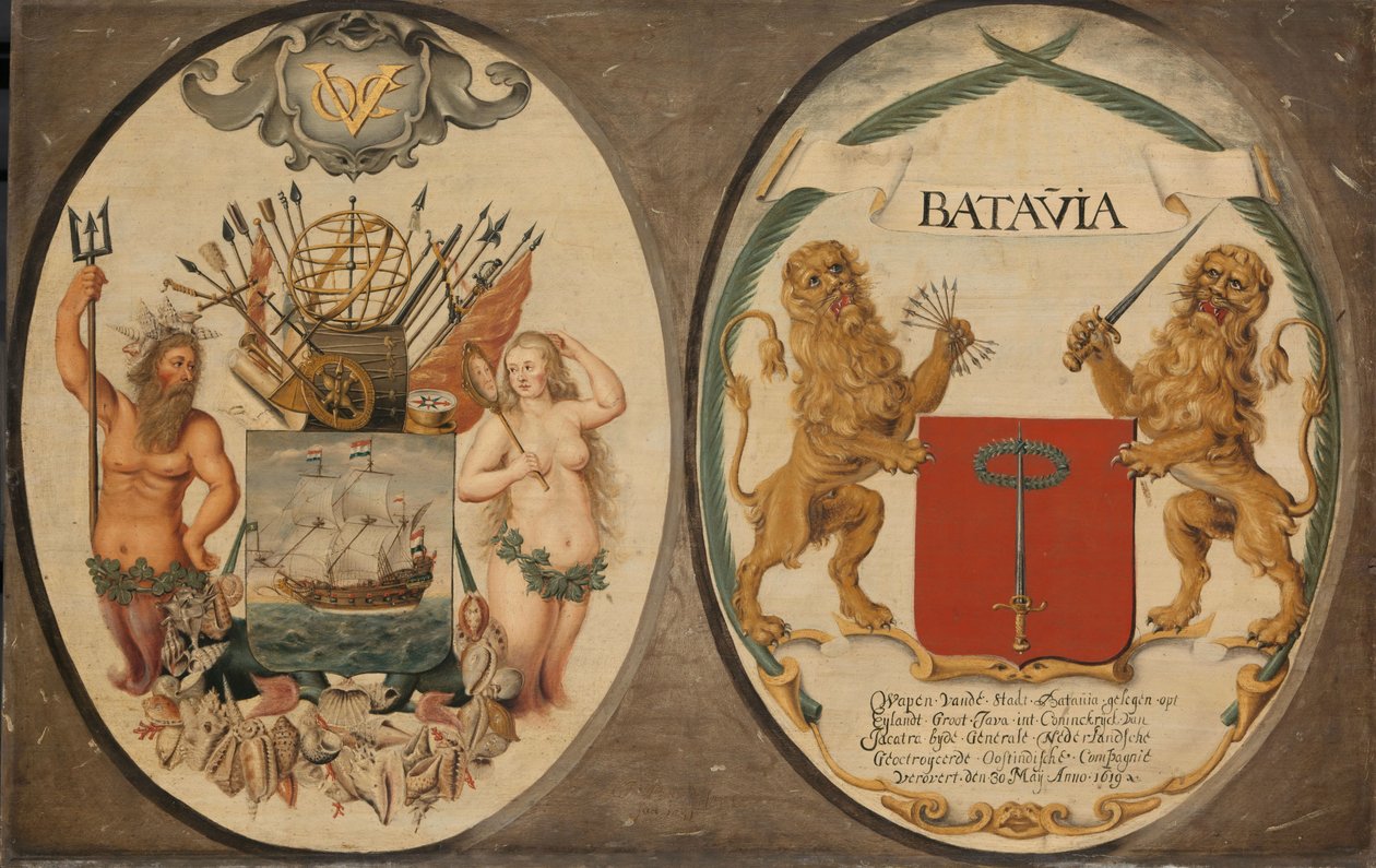 Det hollandske Ostindiske Kompagnis og byen Batavias våben af Jeronimus Becx (II)