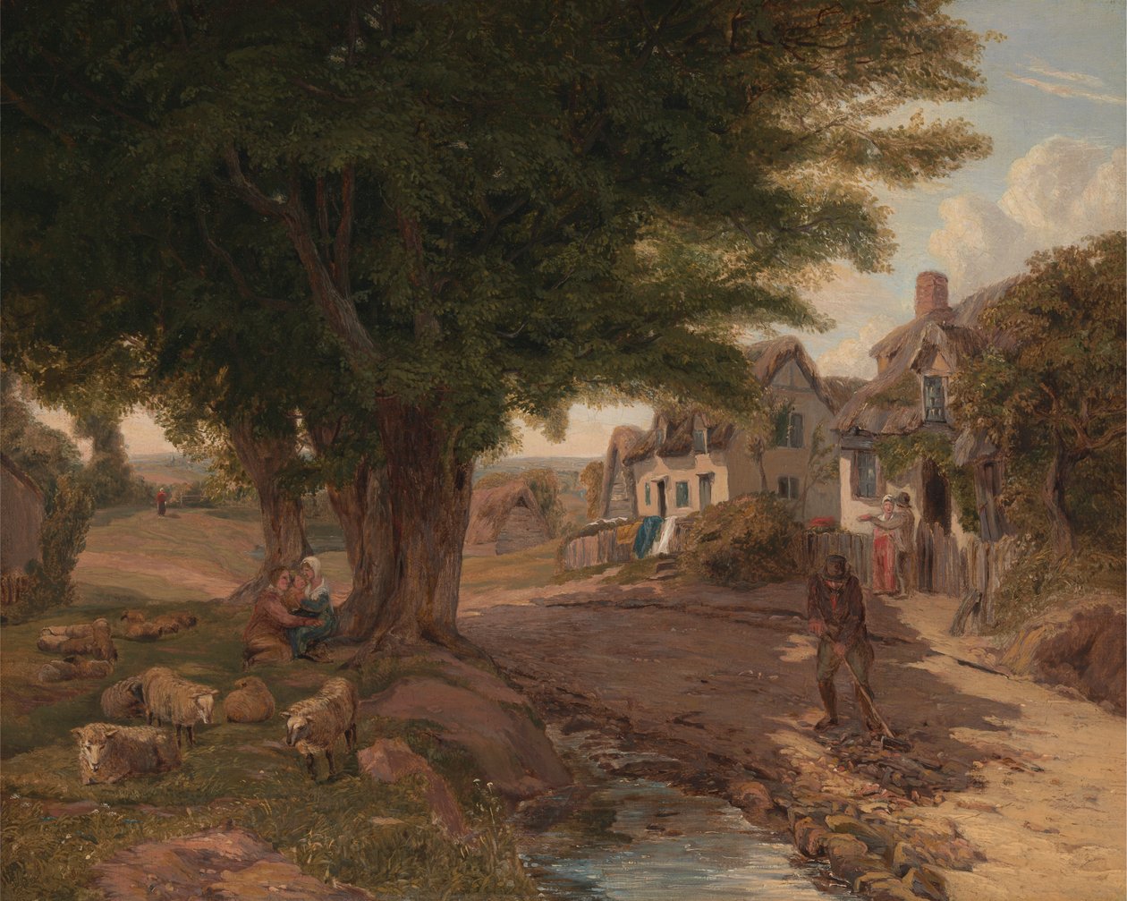 Landsbyscene (muligvis Colickey Green, Essex) af Jessica Landseer