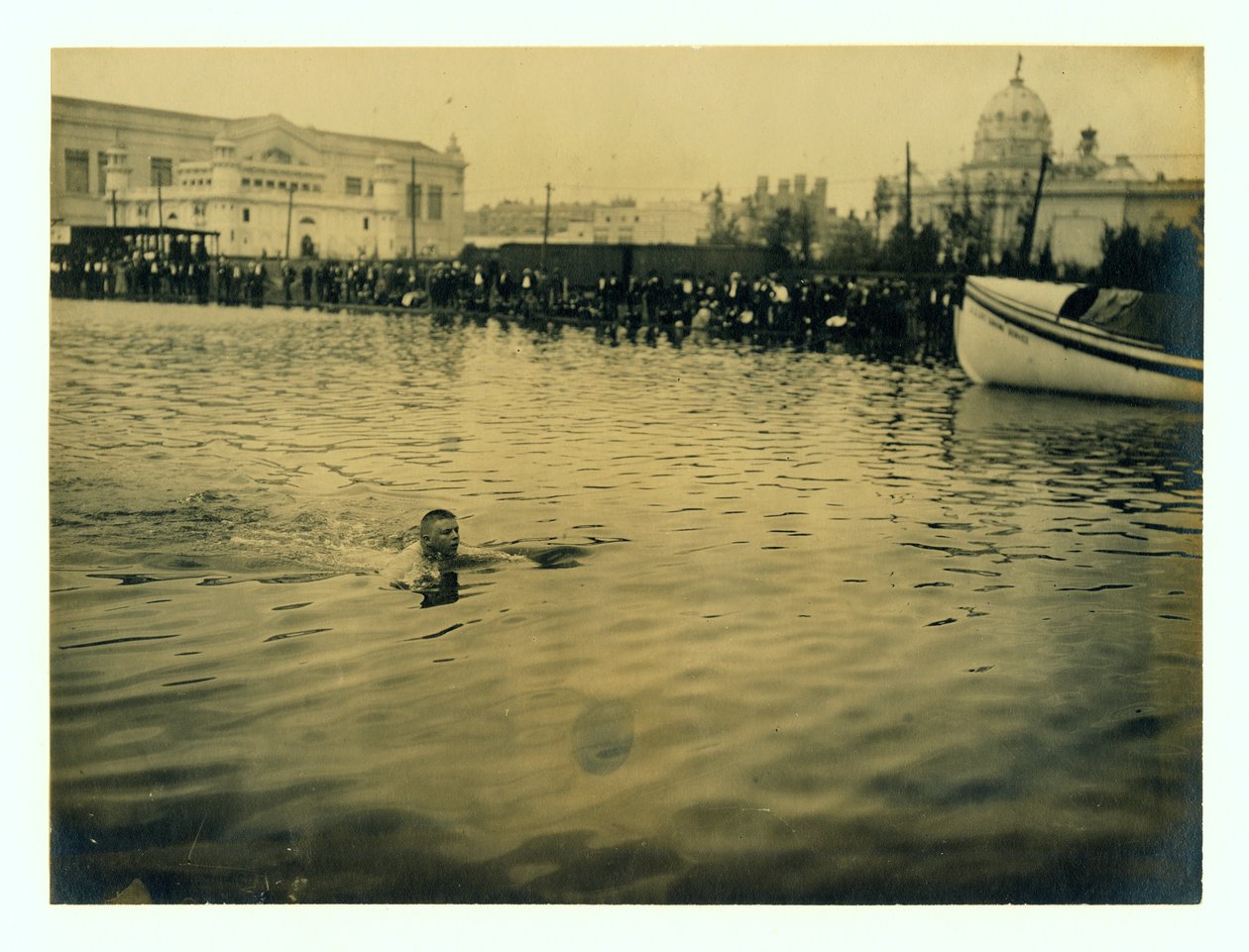 George Zahanus fra Tyskland vandt olympiske mesterskaber i Quarter Mile Breast Stroke Stroke af Jessie Tarbox Beals