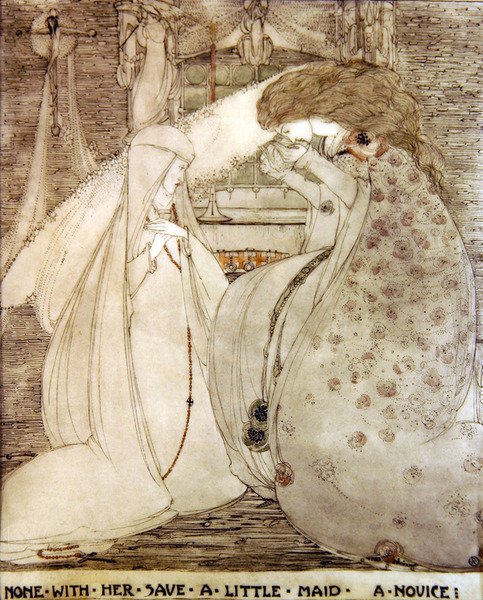 Ingen med hende Save a Little Maid (pen, blæk og vask på papir) af Jessie Marion King