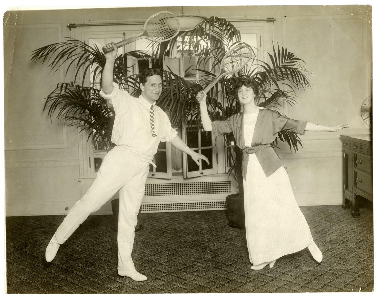 De nye parisiske dansere Señor Sebastian & Mme Mann - de dansede ved åbningen af Albemarle Hoffman Roof garden, ca. 1905-18 (gelatine sølvfoto) af Jessie Tarbox Beals