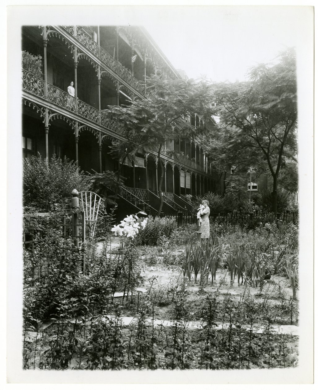 Rhinelander House gardens, W 11th St, Greenwich Village, New York, USA, ca. 1905-38 (foto af gelatinesølv) af Jessie Tarbox Beals