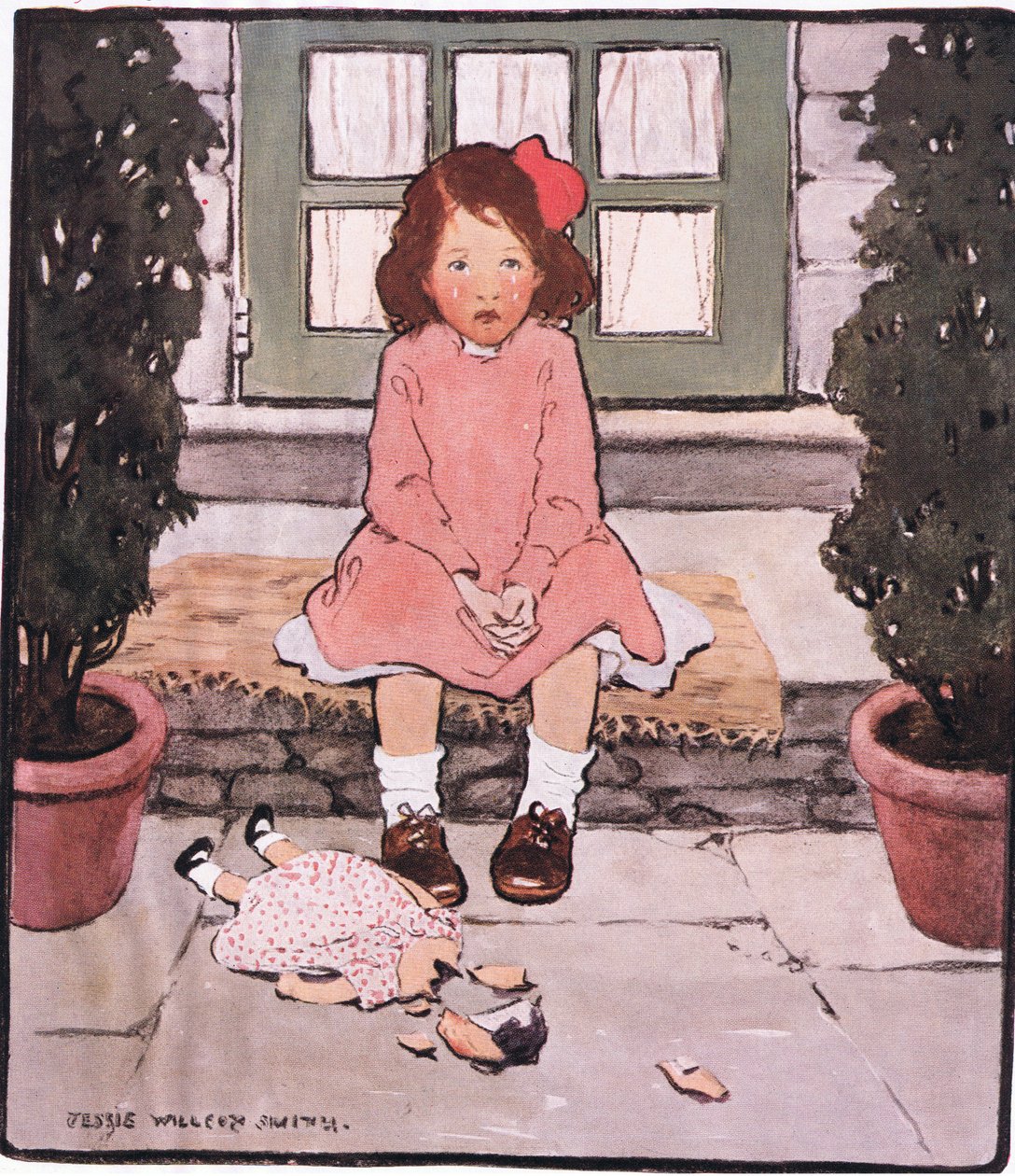 Et knust hoved og hjerte (farve litho) af Jessie Willcox Smith