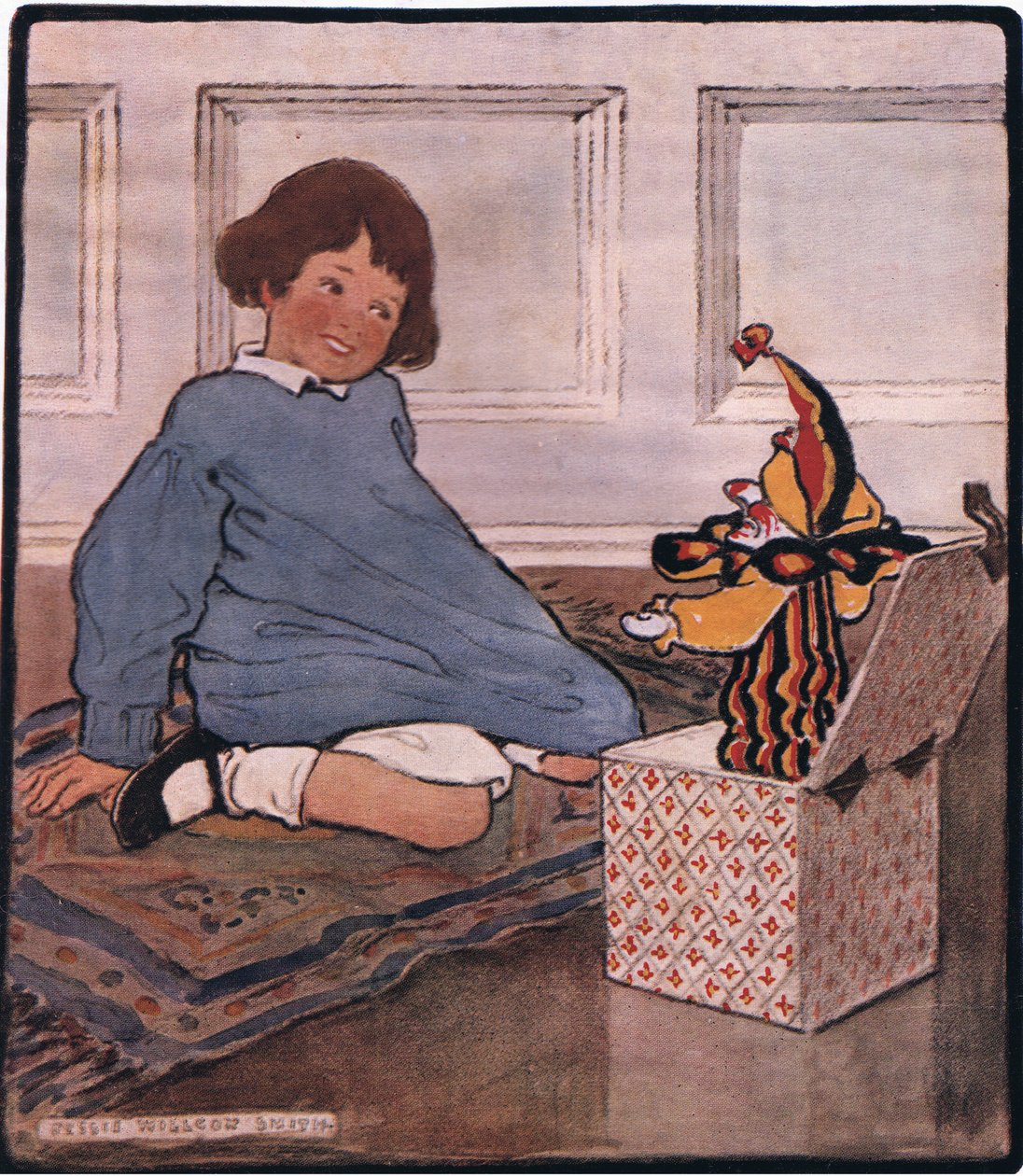 Lige siden han havde været en lille dreng, tænkte han, hvor sjovt det ville være, hvis Jack ville dukke op og råbe "Hej Frank!" (farve litho) af Jessie Willcox Smith