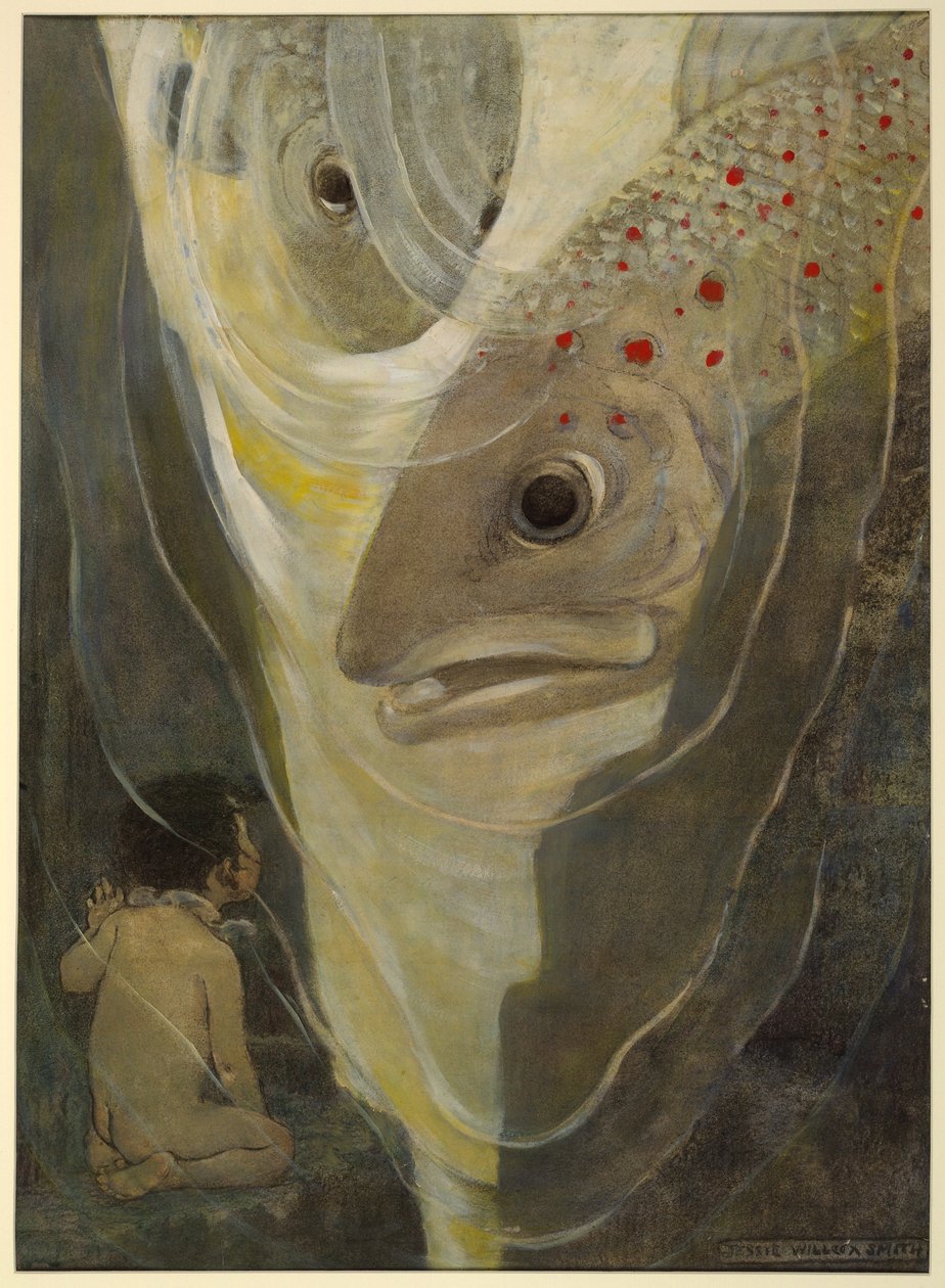 Åh, gør mig ikke ondt! råbte Tom. Jeg vil kun se på dig; du er så smuk, fra The Water Babies af Charles Kingsley, pub. 1916 (farve litho) af Jessie Willcox Smith