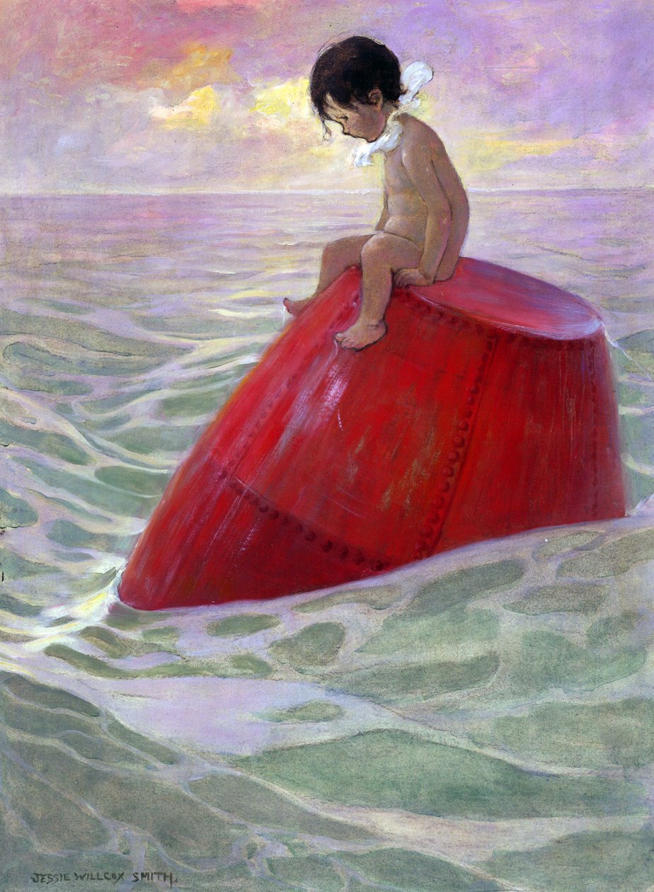 Tom sad på bøjen lange dage af Jessie Willcox Smith