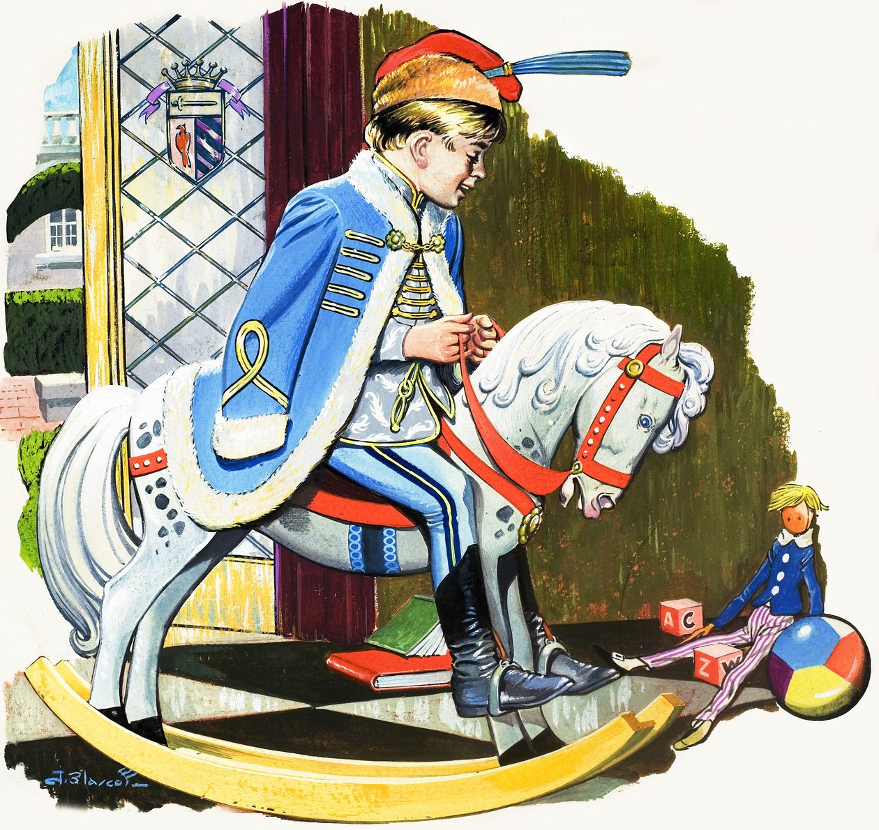 Boy on Rocking Horse, illustration fra 