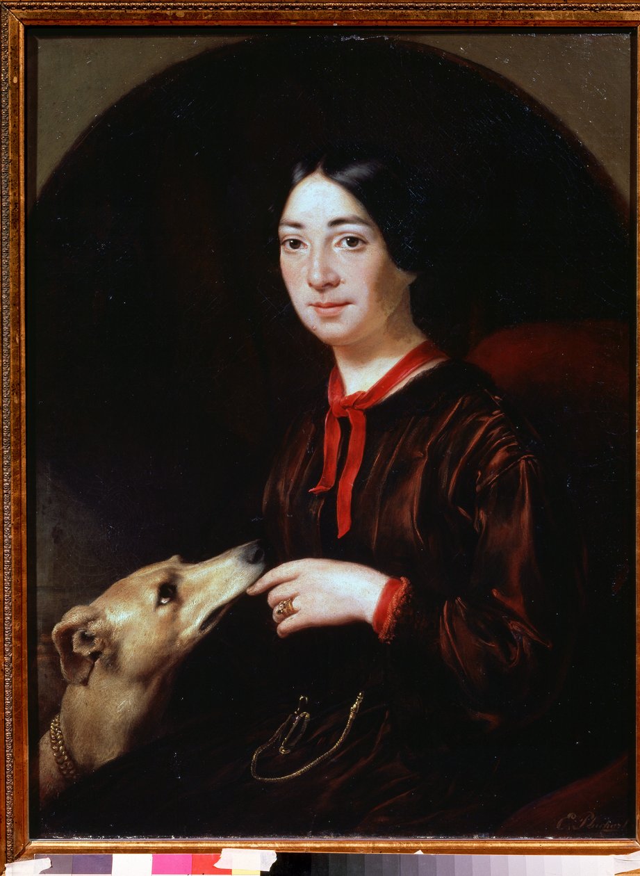 ""Portræt af sangerinden og komponisten Pauline Viardot (1821-1910)"" Maleri af Eugene Pluchart (1809-1880) omkring 1853 Musee Tropinine (Tropinin), Moskva af Jewgenij Alexandrowitsch Pluchart