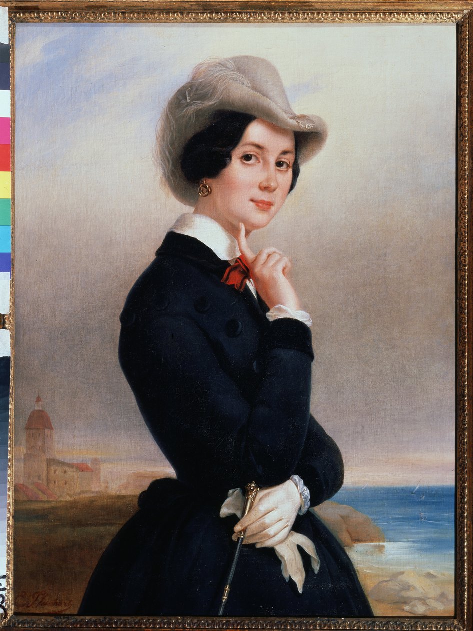 ""Portræt af den russiske skuespillerinde Vera Michurina-Samoylova (Samoylova) (1866-1948)"" Maleri af Eugene Pluchart (1809-1880) omkring 1840 Tropinin (Tropinin) Museum Moskva, Rusland af Jewgenij Alexandrowitsch Pluchart
