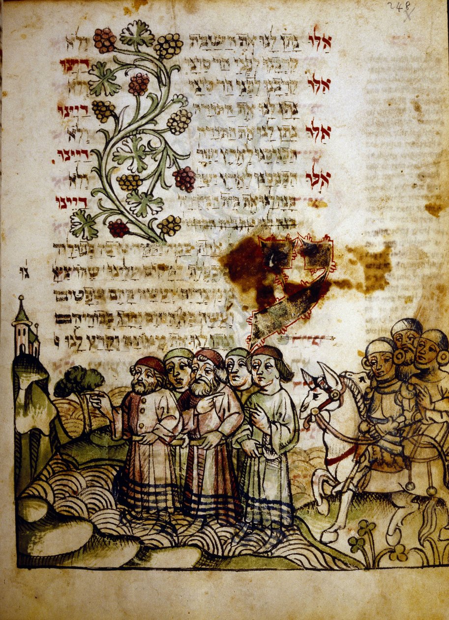 Passage af det røde hav, fra en Machazor fra det 15. århundrede, Biblioteca Palatina, Parma af Jewish School