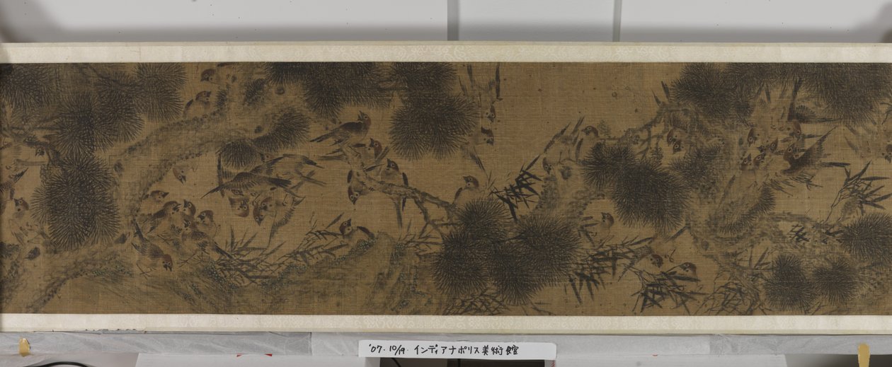 Et hundrede fugle (blæk og farver på silke) af Jiang (after) Tingxi