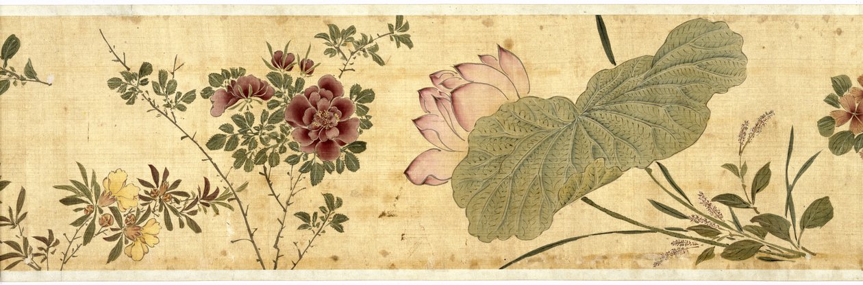 Et hundrede blomster, 1629 (farve på silke) af Jiayan Chen