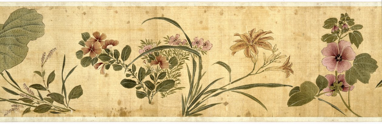 Et hundrede blomster, 1629 (farve på silke) af Jiayan Chen