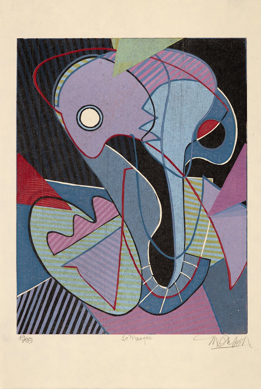Masken, 2019 (træsnit) af Jim Monson