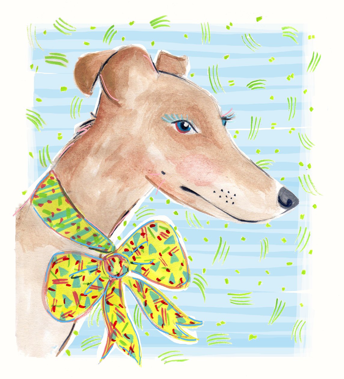 Greyhound, 2015 (akvarel på papir) af Jo Chambers