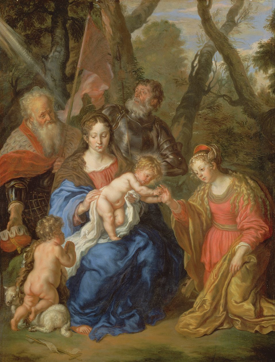 The Mystic Marriage of St. Catherine, with St. Leopold and St. William, 1647 (panel) af Joachim von Sandrart