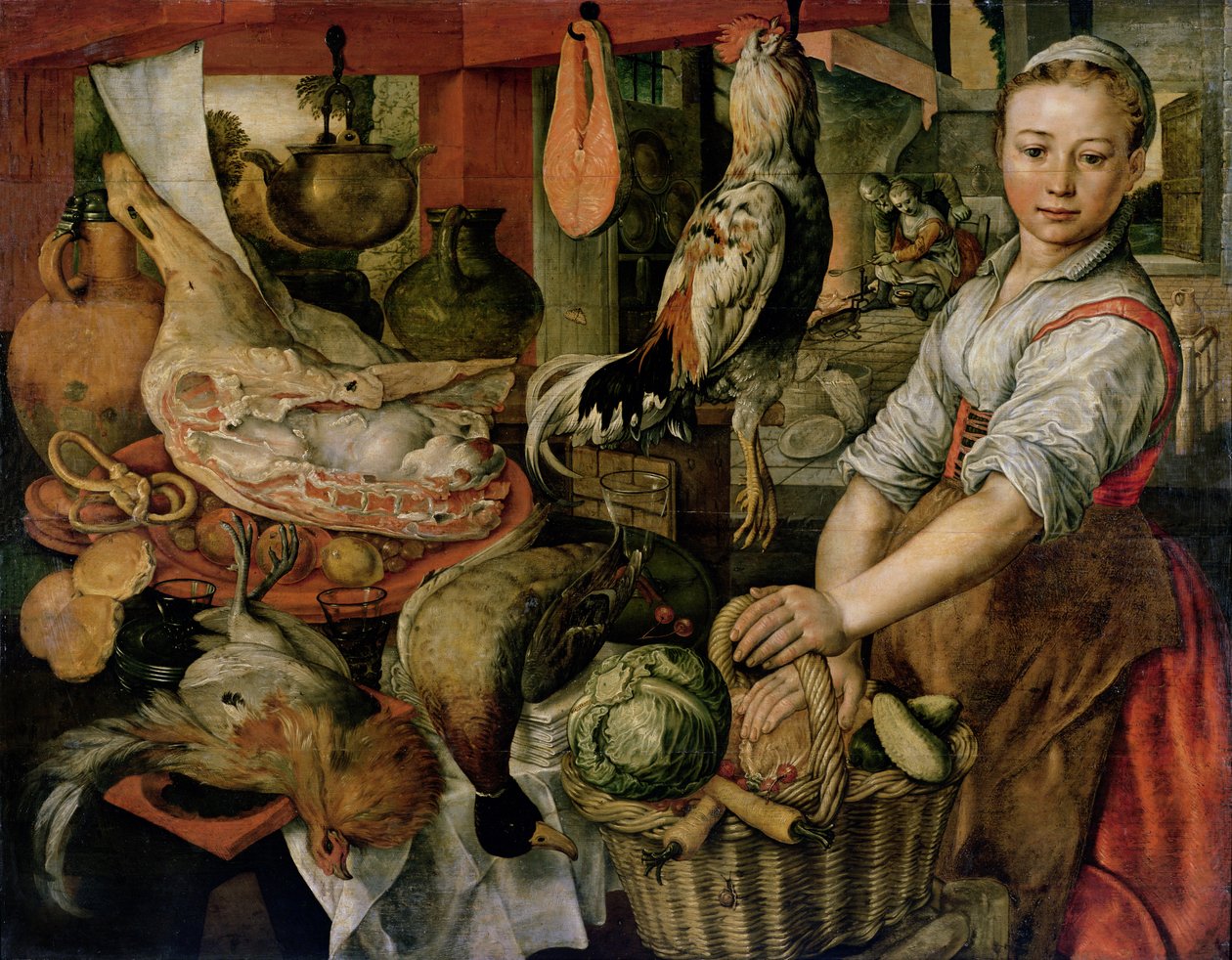 Køkkeninteriør, 1566 af Joachim Beuckelaer