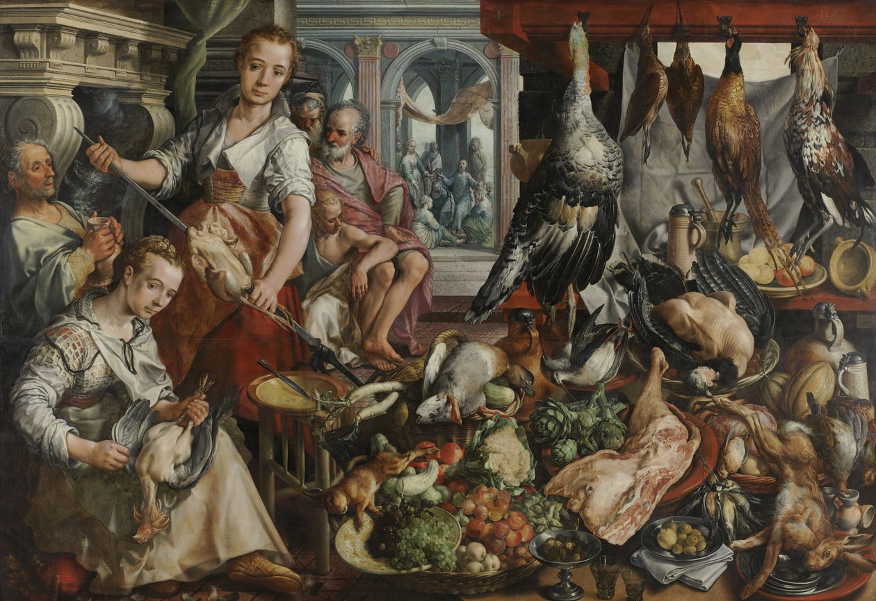 Det velassorterede køkken, 1566 af Joachim Beuckelaer