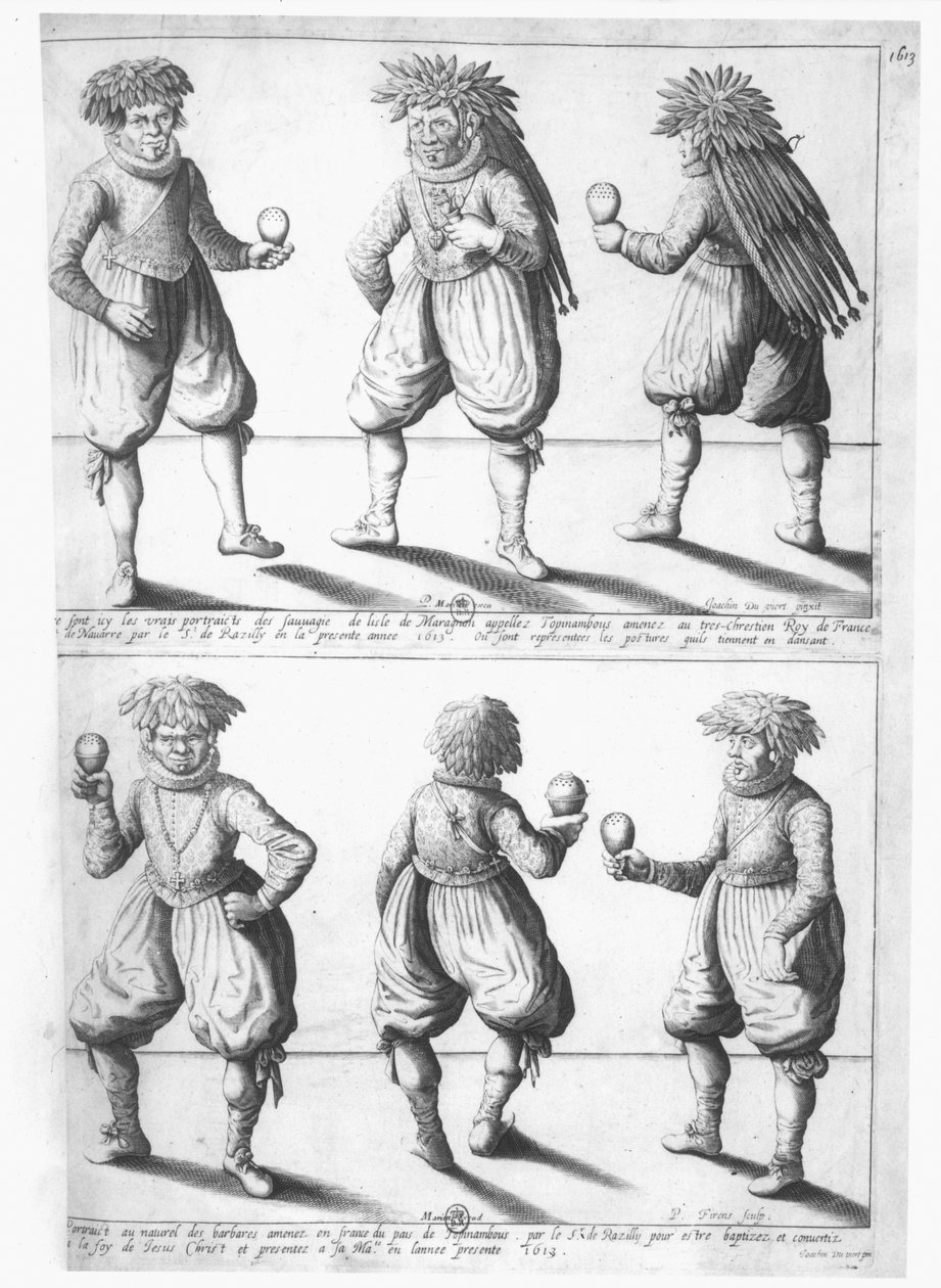 Medlemmer af Tupinambras-stammen bragt til den franske konge i Paris for at blive døbt og omvendt til kristendommen, 1613 af Joachim Duviert