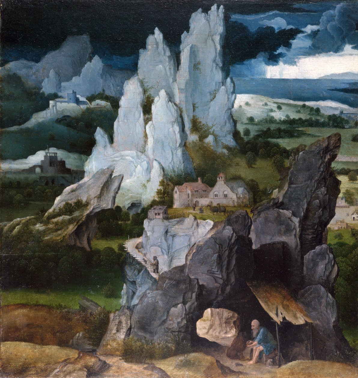 Sankt Jerome i et klippelandskab, ca. 1515 af Joachim Patenier