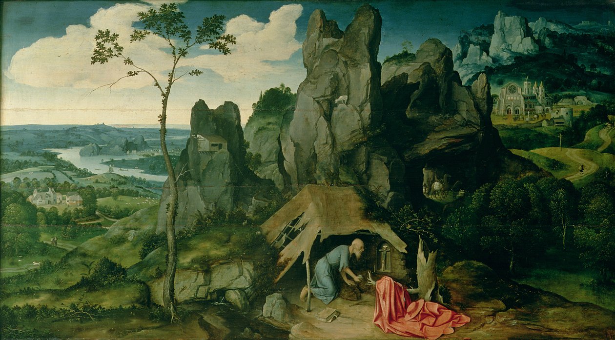 Sankt Hieronymus i ørkenen (se også 223464) af Joachim Patenier