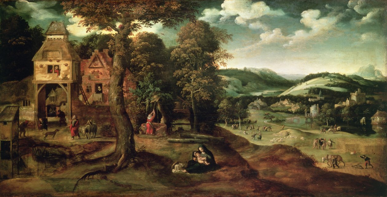 Resten på flugten til Egypten af Joachim Patinir