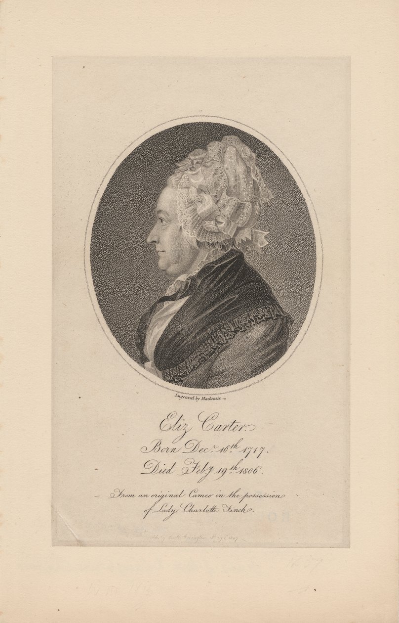 Elizabeth Carter, graveret af Mackenzie, 1807 af Joachim Smith