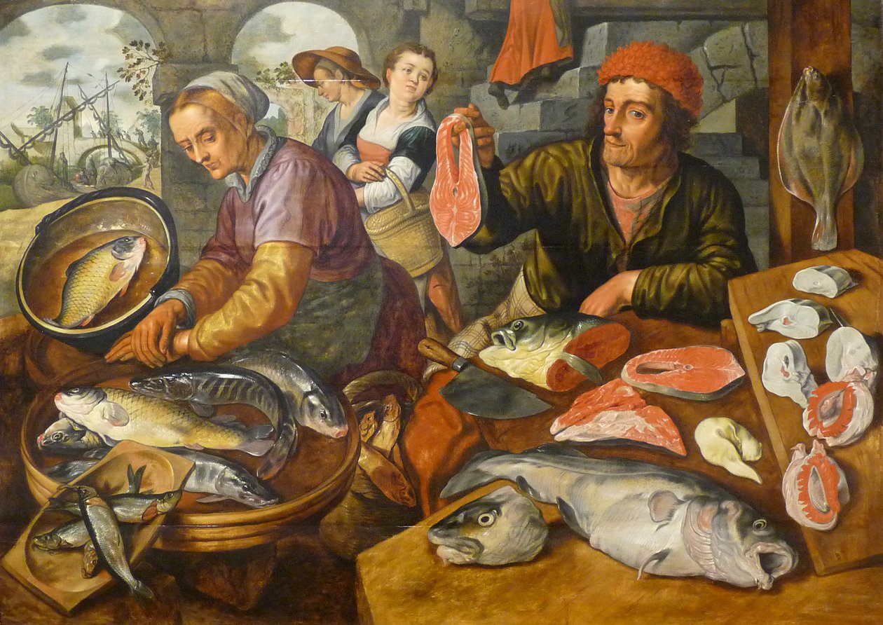 Fransk: Le Marché aux poissons Fiskemarked af Joachim Beuckelaer