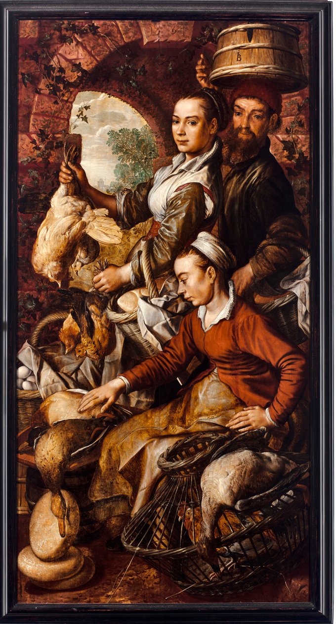 Markedshandlere, der sælger fjerkræ og æg - Maleri af Joachim Beuckelaer (1533-1574) 1564 Dim 203x103 cm Genes, Musei di Strada Nuova af Joachim Beuckelaer