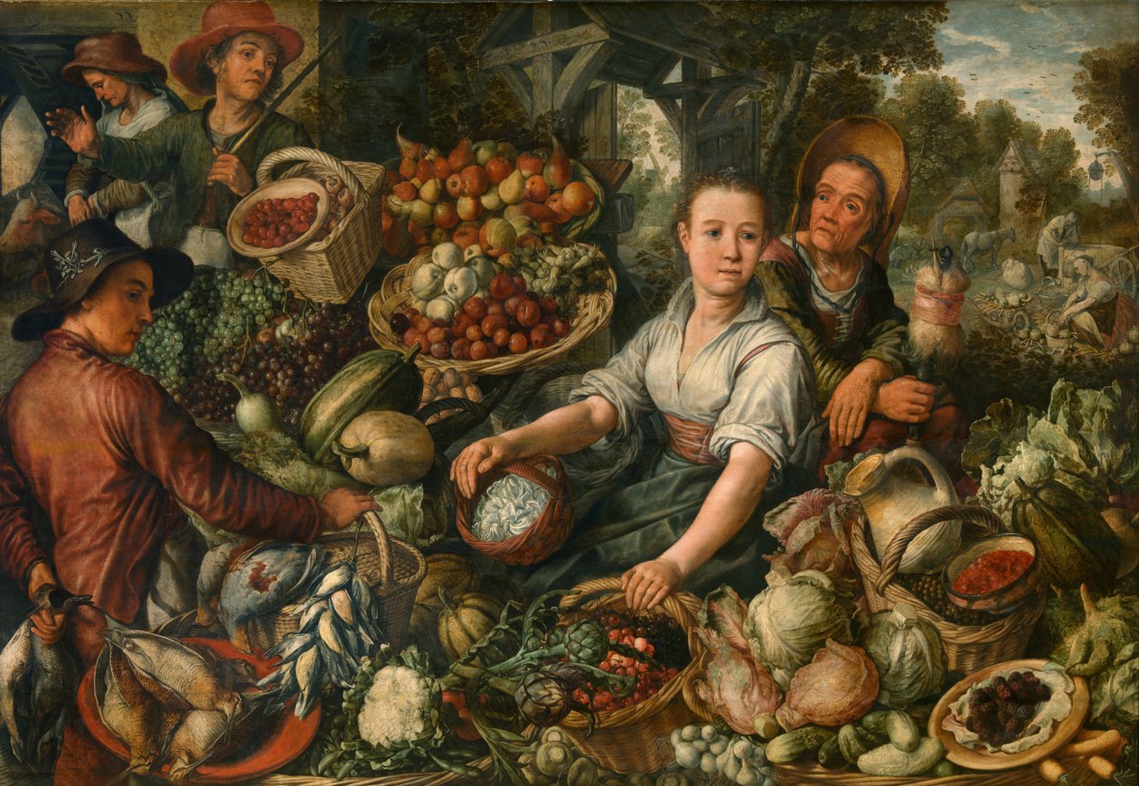 Grøntsagsmarked (olie på panel) af Joachim Beuckelaer