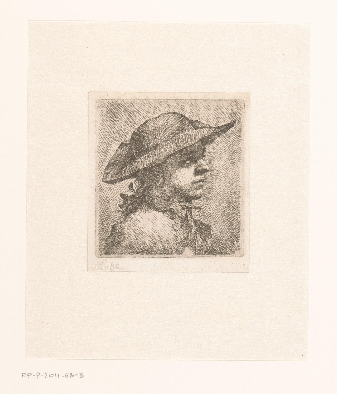 Portræt af en ung mand med en hat af Joachim Martin Falbe (attributed to)