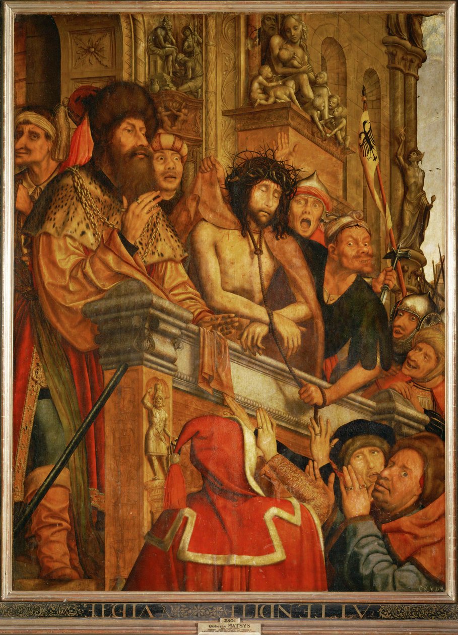 Kristus præsenteret for folket (maleri på træ) af Joachim & Massys Quentin (c.1466-1530) Patinir