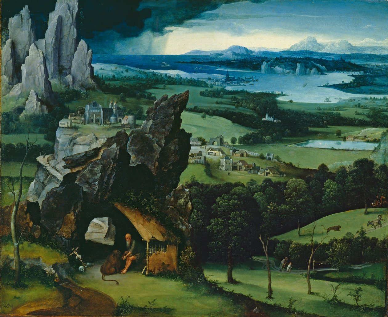 Landskab med Sankt Hieronymus, 1516-7 af Joachim Patenier