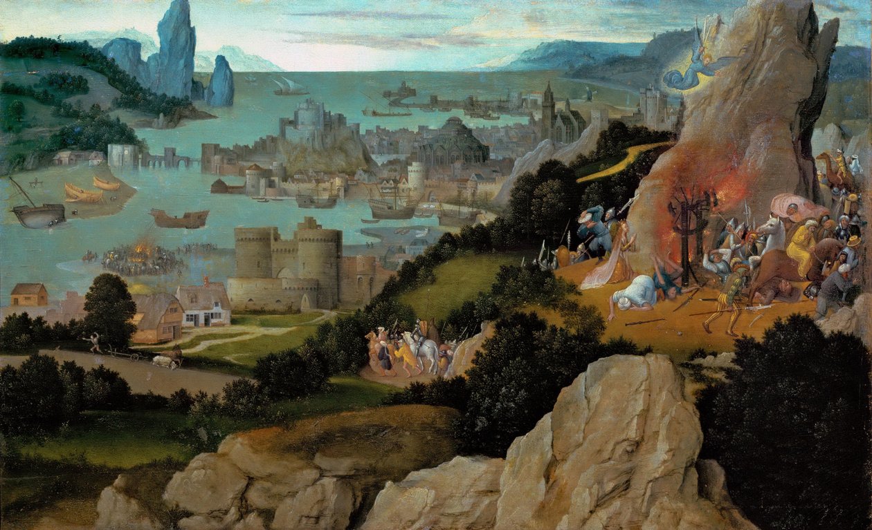 Tidlig nederlandsk kunst: Sankt Catherines martyrium par Patinier, Joachim (ca. 1480-1524), før 1515. Olie på træ, 27,8x44,8. Kunsthistorisk museum, Vienne af Joachim Patinir