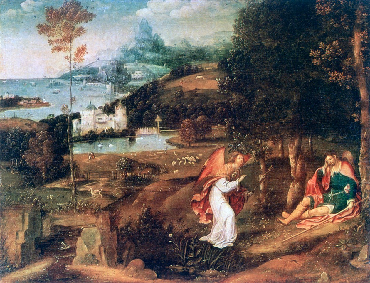 Landskabsscene med Saint Roch, c1500-1524 af Joachim Patinir