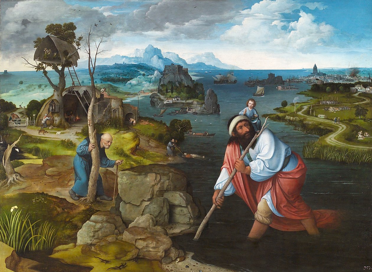 Landskab med Saint Christopher, ca 1524 af Joachim Patinir
