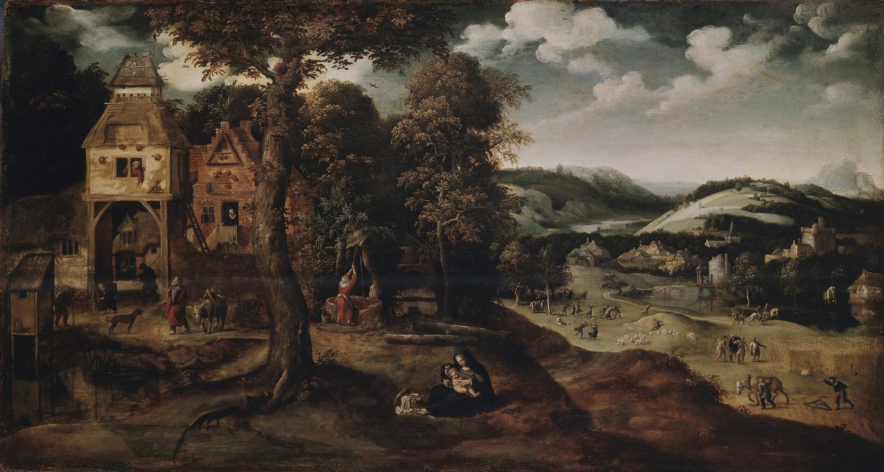 Landskab med flugten til Egypten, ca 1524 af Joachim Patinir