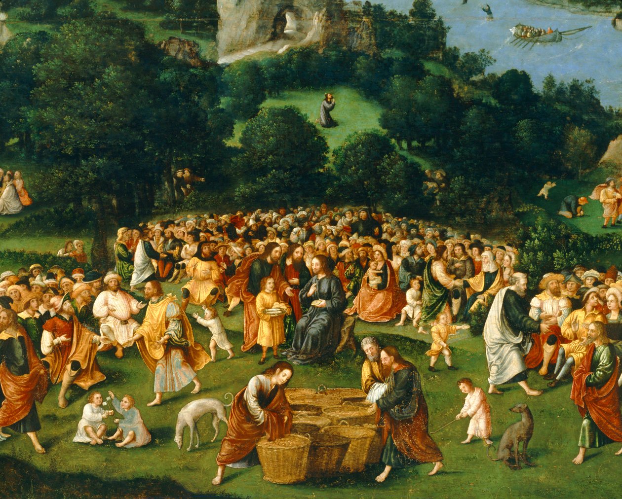Mangfoldiggørelsen af brødet ... (olie på lærred) af Joachim Patinir